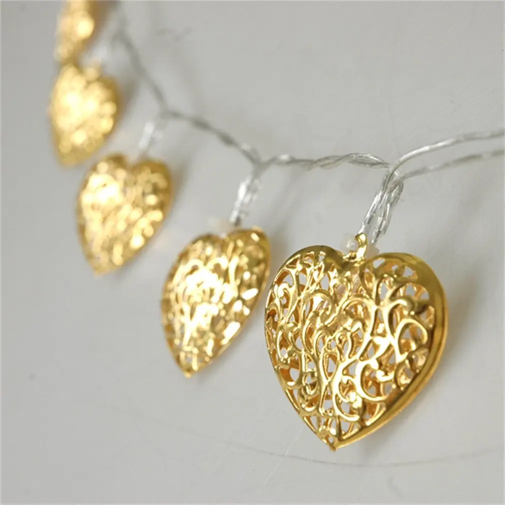 Il più nuovo 20 LED dorato a forma di cuore scintillante fata String Light Christmas Party Garden