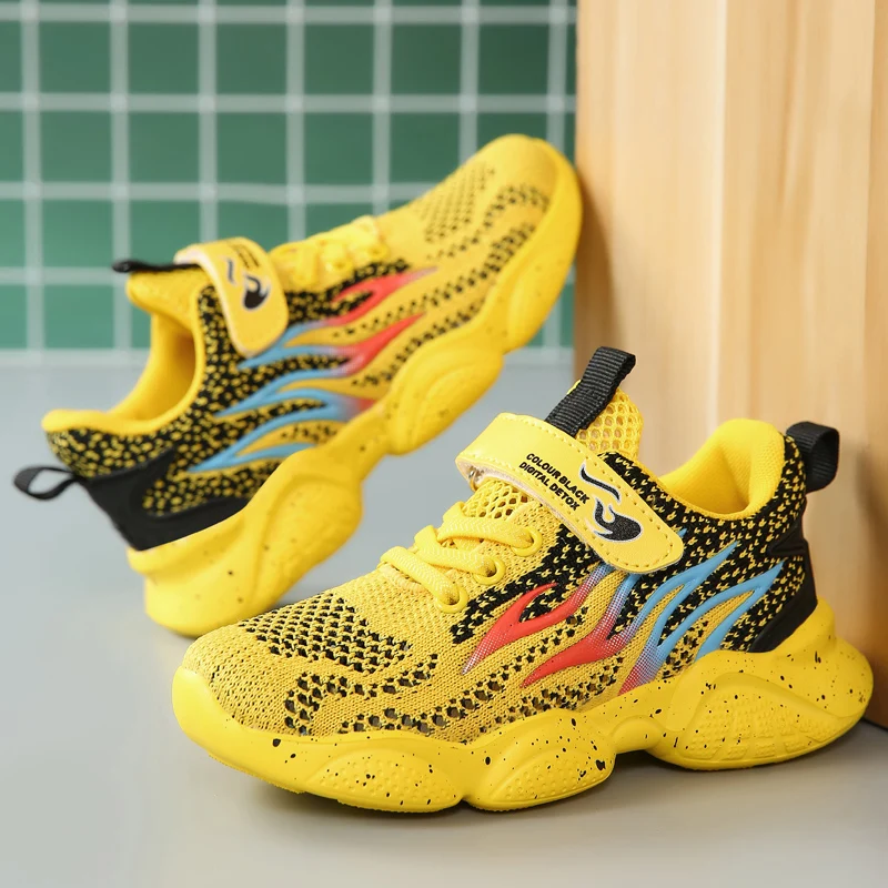 Children Casual Shoes Boys Light Sneakers Student Kid Summer Size 5 8 9 12 13 Years Old Mesh Sport Footwear Autumn Spider 7-12y