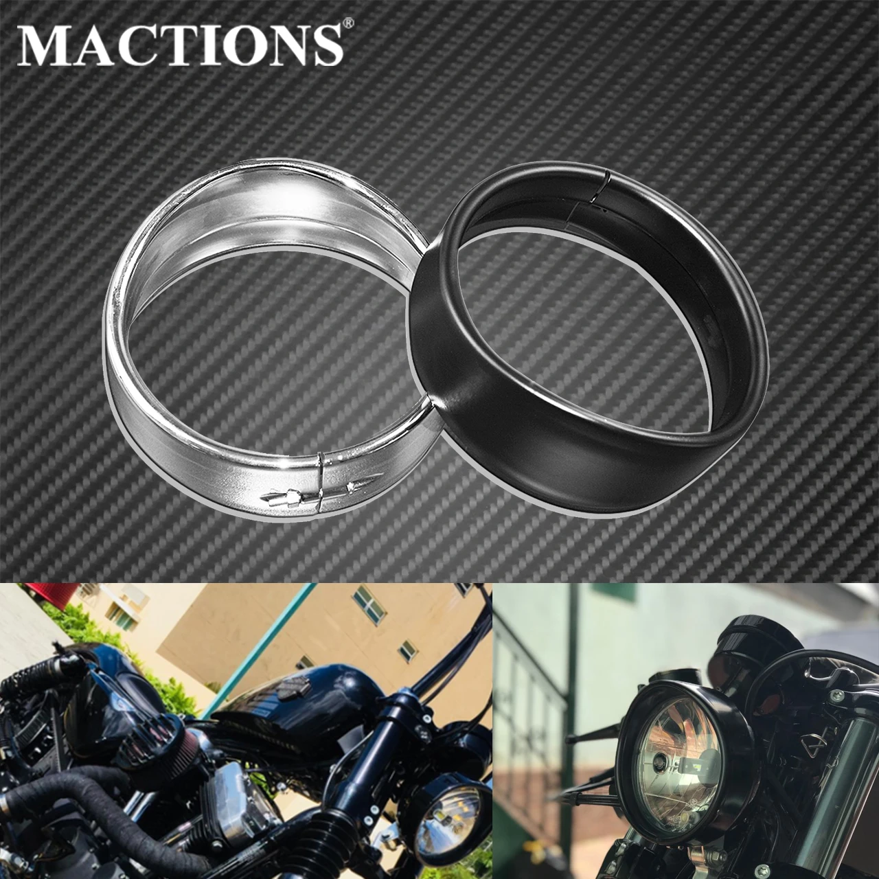 

Motorcycle 5.75 Inch Headlight Headlamp Trim Ring Black/Chrome For Harley Sportster XL 1200 883 Softail FXLR FXST FXSTB FXS