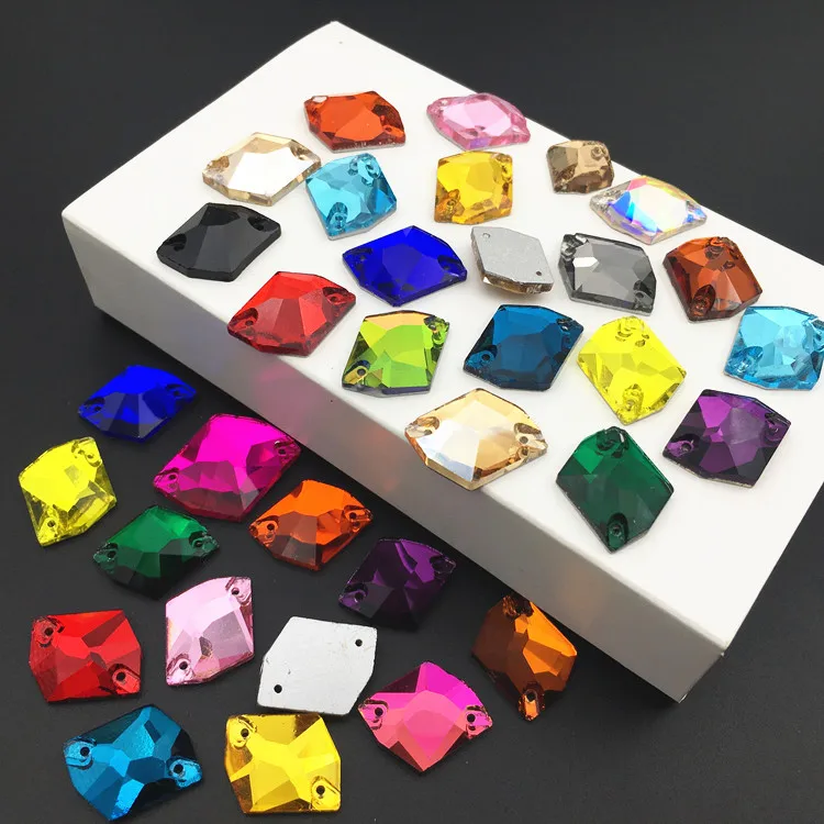 Cosmic Sew On Rhinestone Glass Crystal 9x12mm 11x14mm 14x17mm 16x21mm  All Colors Flatback 2holes Sew-on stone For Dress Making
