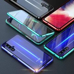 Double sided Magnetic 360 Case For Honor 20 20i 10 lite 9X 8X 30s Tempered Glass Metal Cover For huawei P20 P30 lite P40 cover