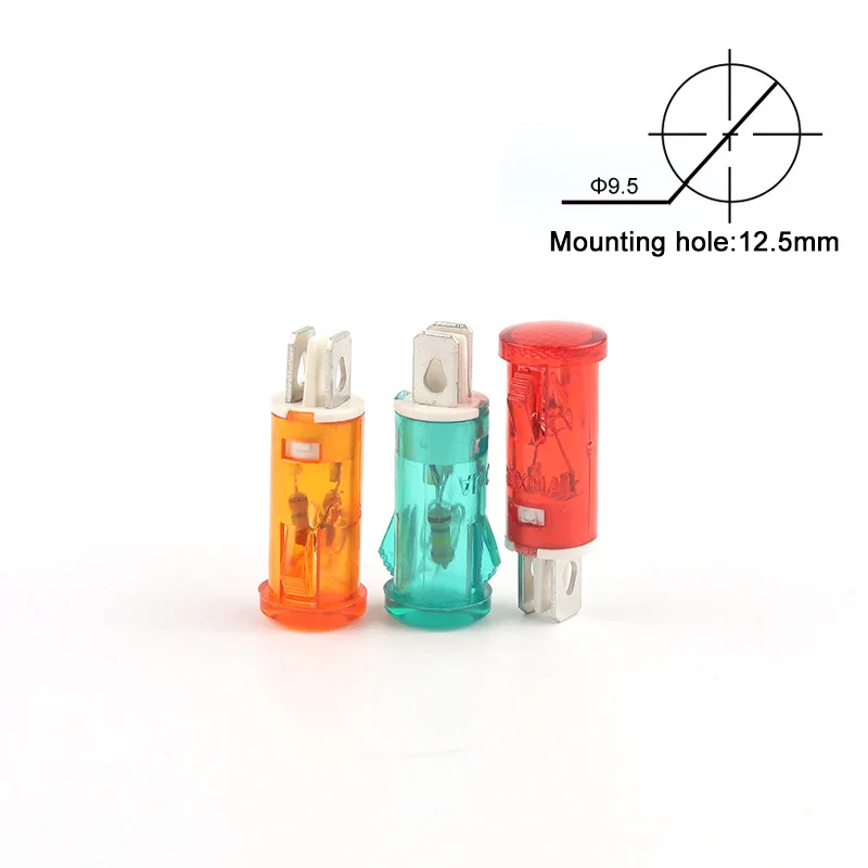 10pcs/Lot MDX-11A Guiding Signal Lamp Panel Mounting Neon Indicator Red Green Yellow Lights 12V  24V 220V 380V