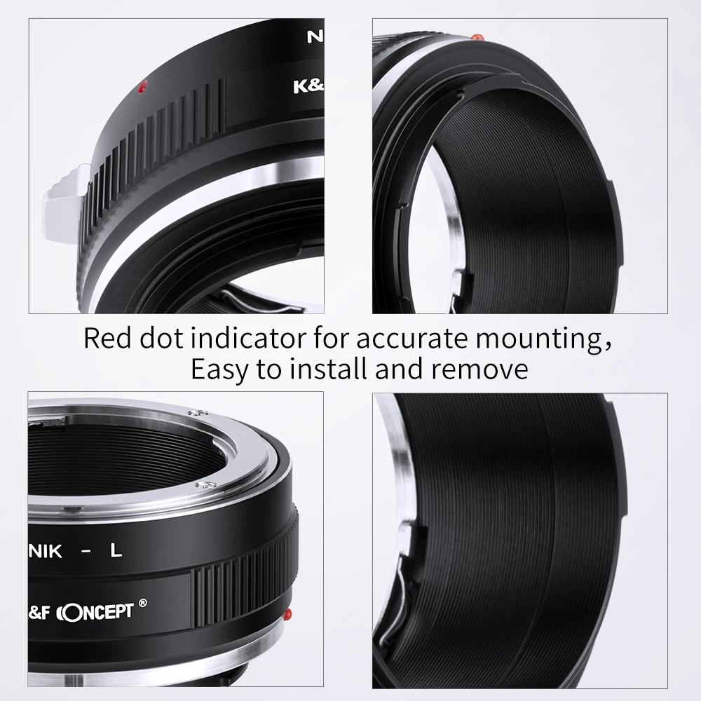 K&F CONCEPT Nik-L F AI Lens to L Mount Adapter Ring for Nikon F AI lens to Sigma Leica Panasonic L mount Camera