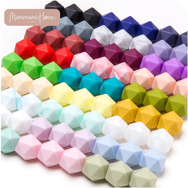 14mm 10pcs Silicone Octagon Beads Baby Teething Bead DIY Necklace Nursing Bracelet Baby Teethers Food Grade Tiny Rod Gift