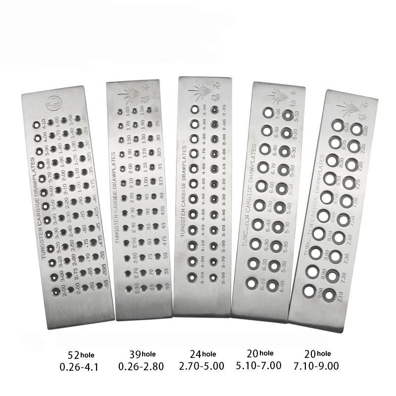 정사각형 반원형 직사각형 모양 20/30 구멍 0.55-7mm, 중공 반원 삼각형 텅스텐 카바이드 와이어 드로 플레이트 보석 도구