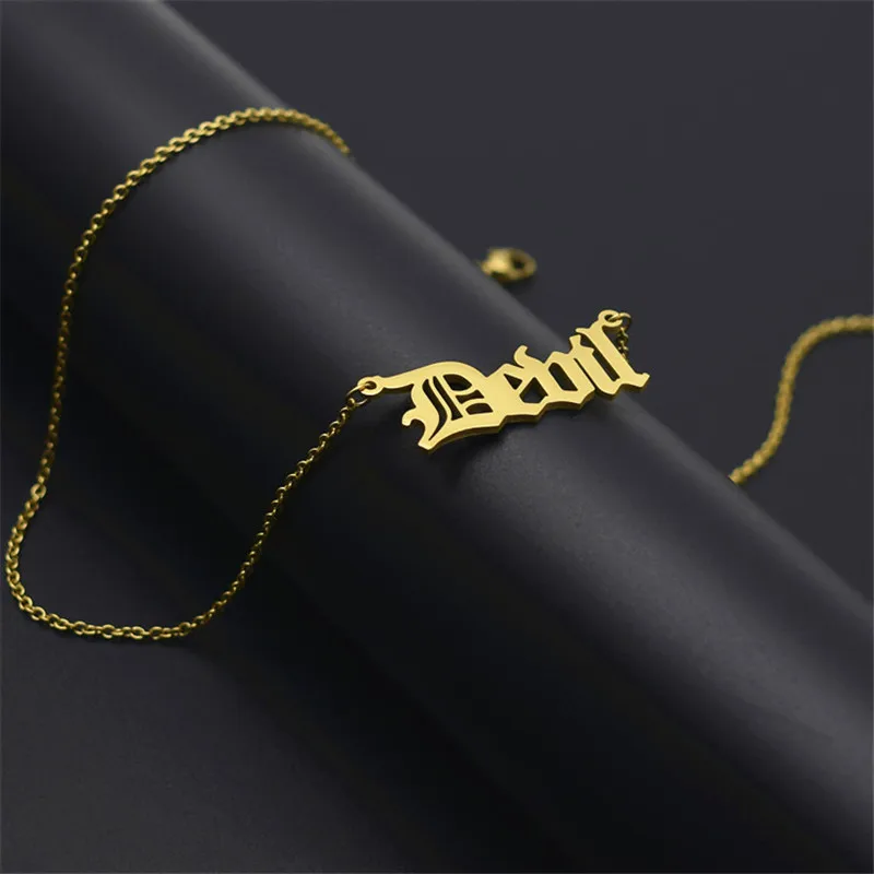 European Hot Style Stainless Steel New Personality Creative Letter Devil Clavicle Necklace Female