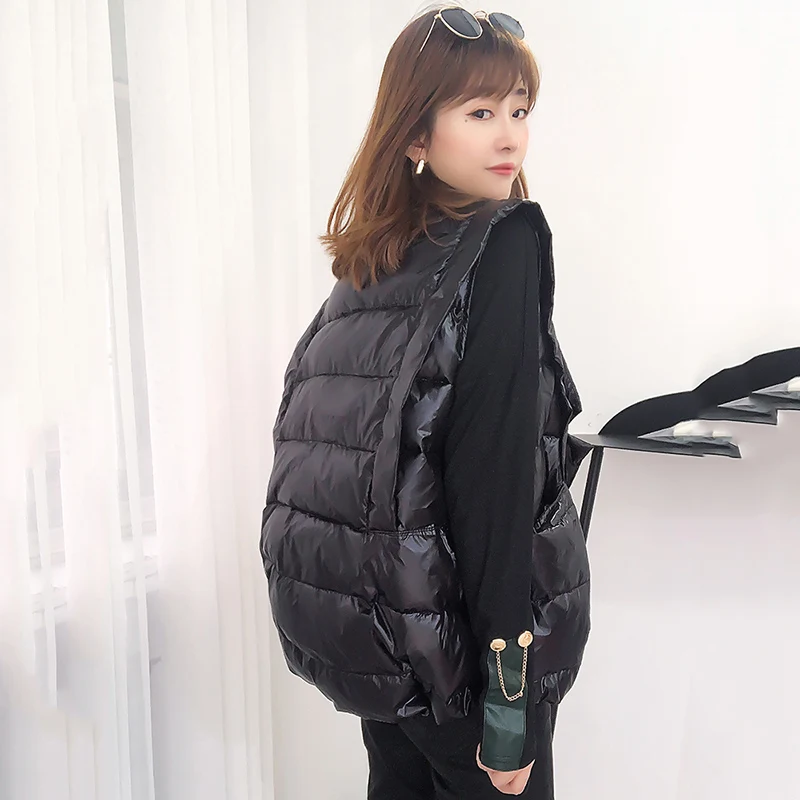 2024 Winter Vest Women Hooded Sleeveless Jacket Fashion Thick Warm Down Cotton Vest Coat Oversized Womens Winter Jacket Vests