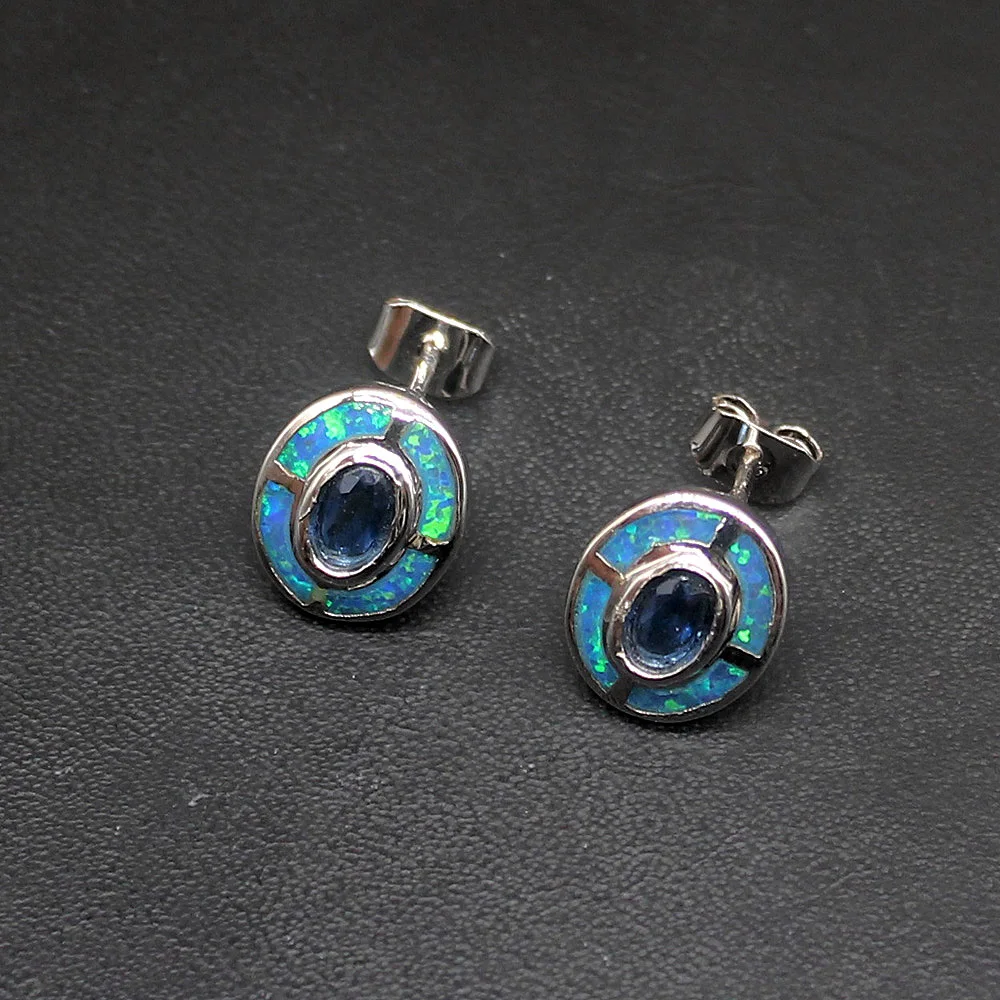 

Hermosa Gorgeous Blue Opal Lovely Sapphire Genuine 925 Silver Stud Earrings Hot Sale Jewelry Gifts for Women Girls 20214310