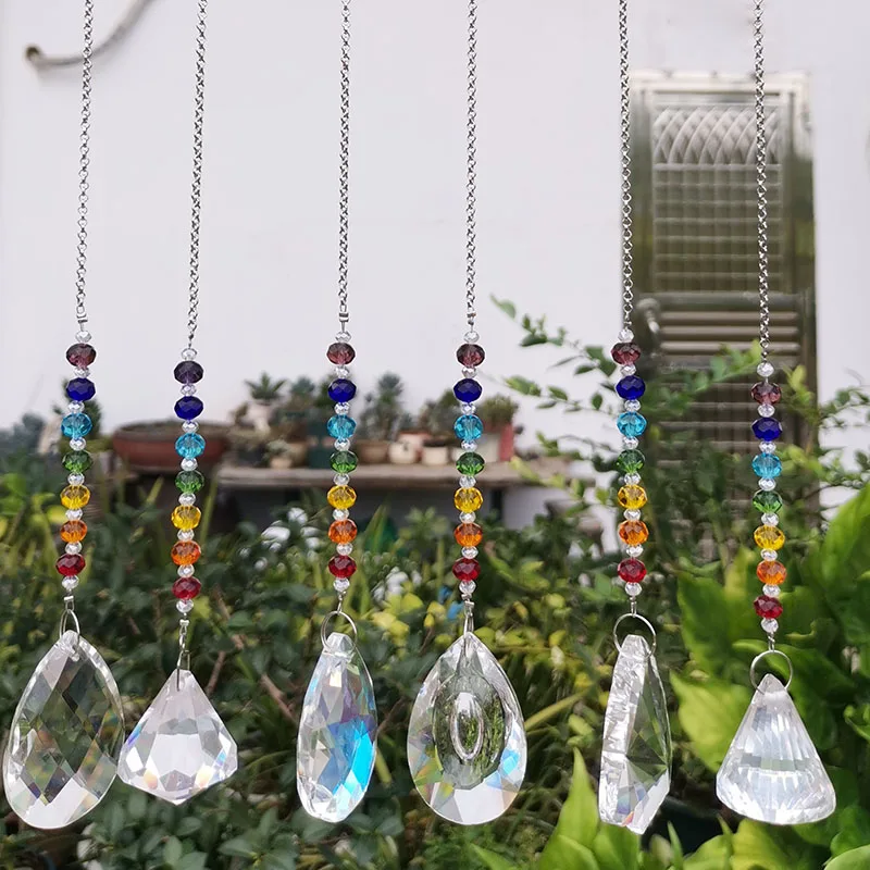 

6pcs Crystal Prism Suncatcher Faceted Chandelier Beads Part Hanging Ornament Home Wedding Decor Sun Catcher Figurine Xmas Gifts