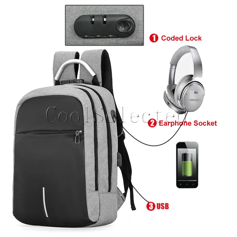 2019 New Anti-thief Fashion Leisure Business Men Backpack Multifunctional Laptop Bag Man USB Charging Travel Bag Male Mochila