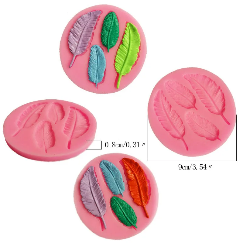 Feather Shape Cake Silicone Fondant Mold Aromatherapy Wax Plaster Molds For Car Pendant Decoration Cake Decorating Tool