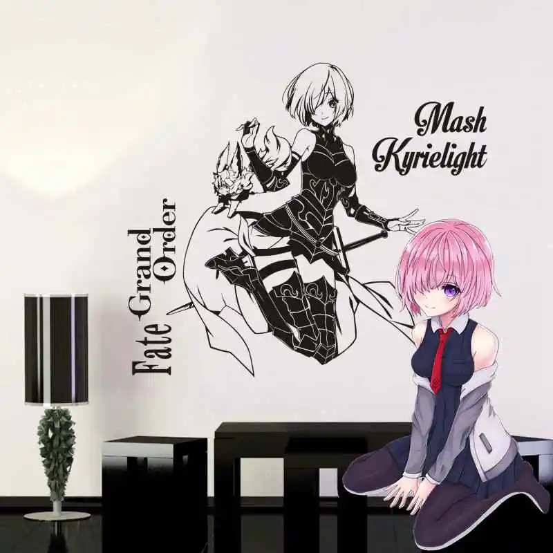 Mash Kyrielight Wall Decal FGO Shielder Vinyl Wall Stickers Decal Decor Home Decorative Decoration Anime Car Sticker