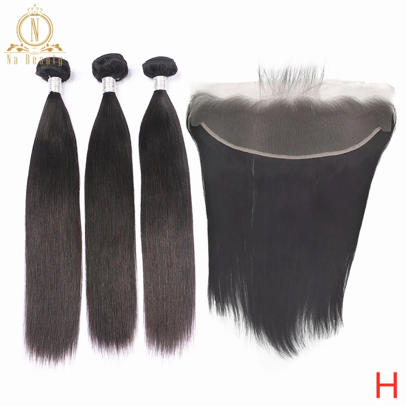 Straight Hair Bundles With Transparent Lace Frontal Peruvian Remy Human Hair Weave Pre Plucked Lace Frontal Closure With Bundles