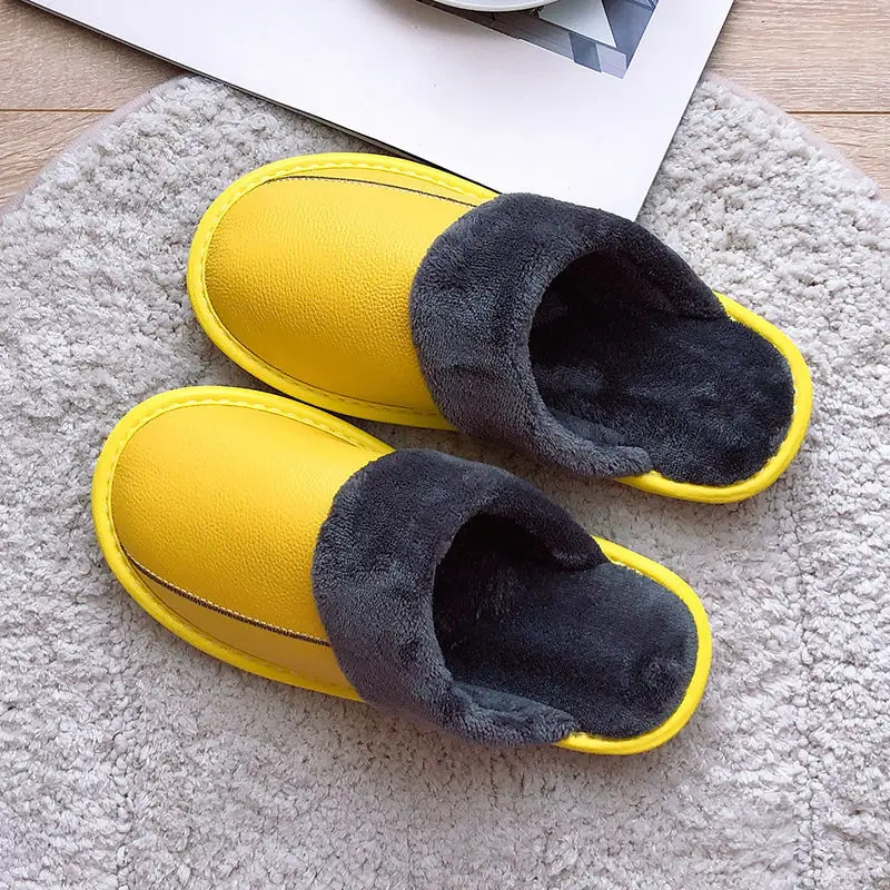 Women\'s home genuine leather slippers female furry shoes winter 2023 classic fur slippers woman indoor shoe