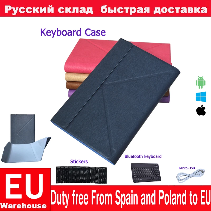 Universal Case For OS Windows Android System 2021 Keyboard Case  English Russian Spanish Bluetooth Keyboard Cover Case Micro usb