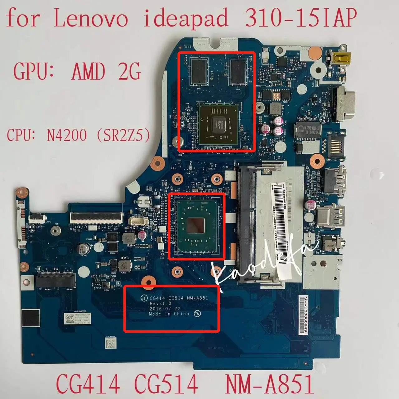 CG414 CG514 NM-A851 Dành Cho Laptop Lenovo Ideapad 310-15IAP Laptop Bo Mạch Chủ CPU:N4200 SR2Z5 GPU:2G DDR3 FRU:5B20M52754 5B20M52755