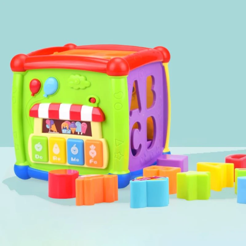 Multifunktionale Musical Spielzeug Kleinkind Baby Box Musik Aktivität Cube Getriebe Uhr Geometrische Blöcke Sortierung Pädagogisches Spielzeug