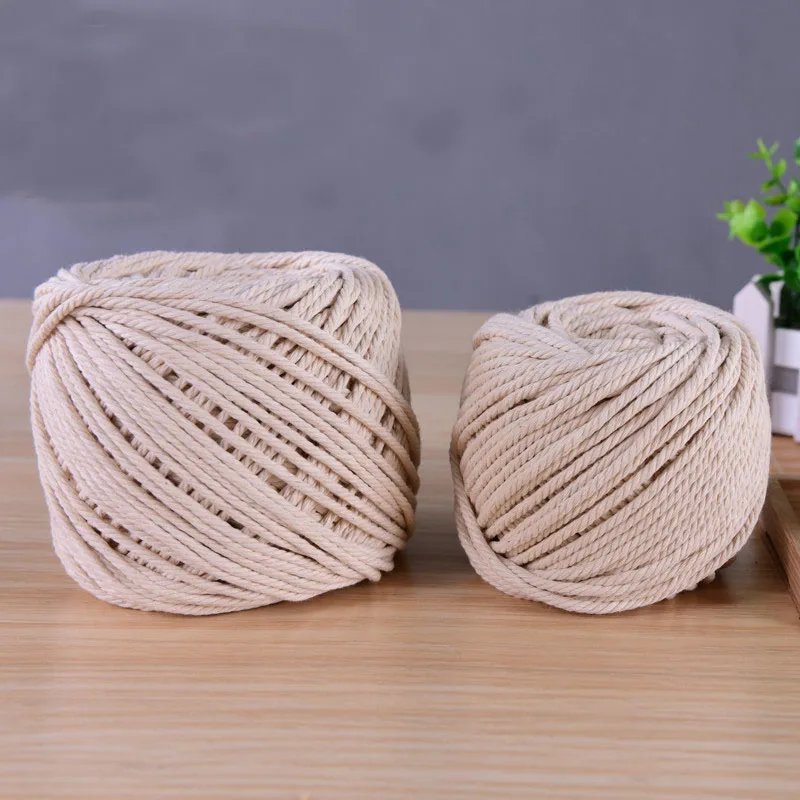 Beige White Cotton Twisted Cord Rope DIY Home Textile Craft Macrame String Handmade Decorative Accessories 1/2/3/5/6/8mm