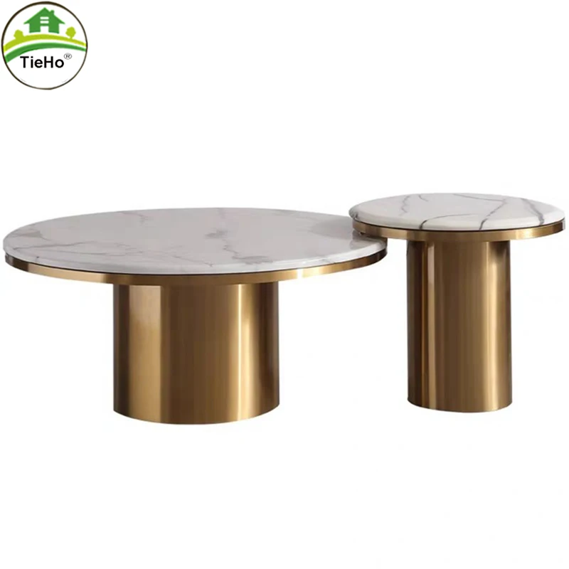 Modern Marble Coffee Table Round Small Nesting Tables Living Room Sofa Corner Table Luxury Gold Stainless Steel Base Tables