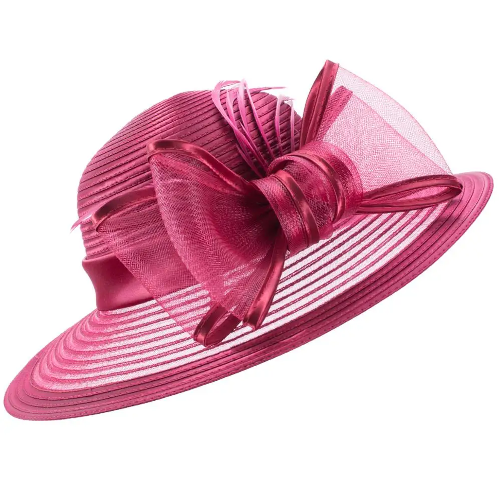 Lawliet  Womens Satin Ribbon Sun Summer Hat Church Designer Couture Bridal Kentucky Derby Cap A584