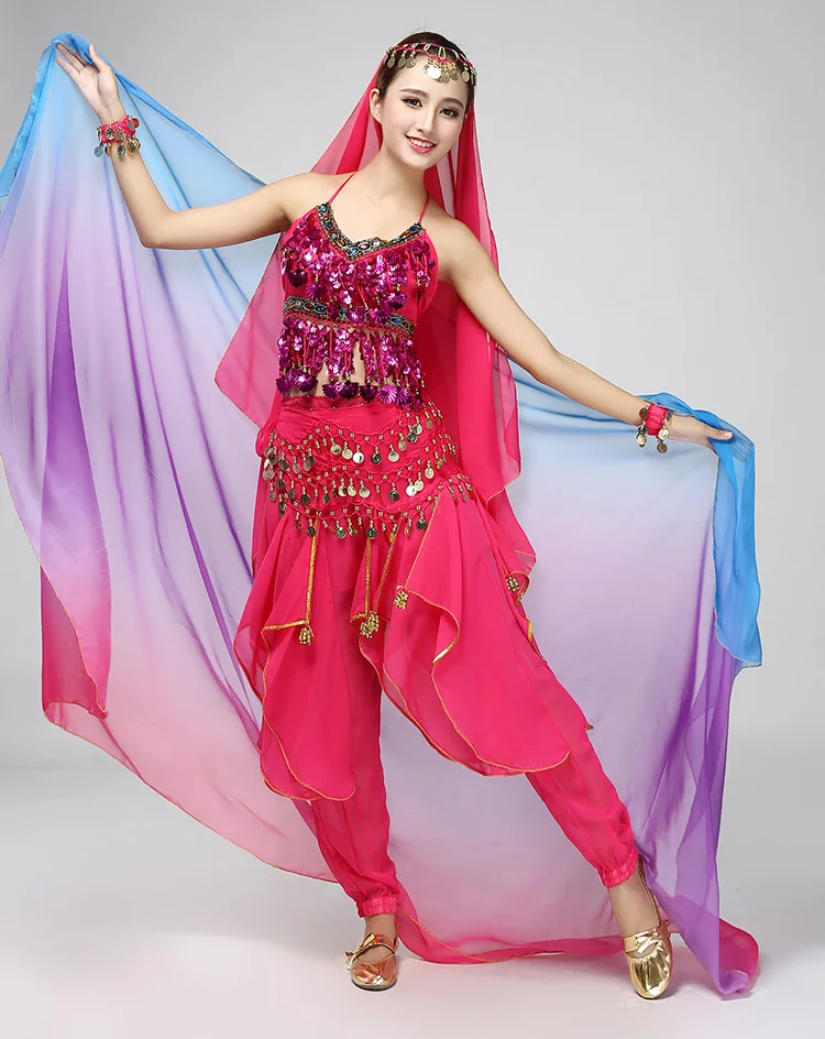 Belly Dance Veil Gradientสี 220 ซม.* 120 ซม.ผ้าไหมBollywoodเต้นรำผ้าพันคอผ้าคลุมไหล่Rainbow Faceผ้าคลุมไหล่ผ้าพันคอผ้าพันคอ