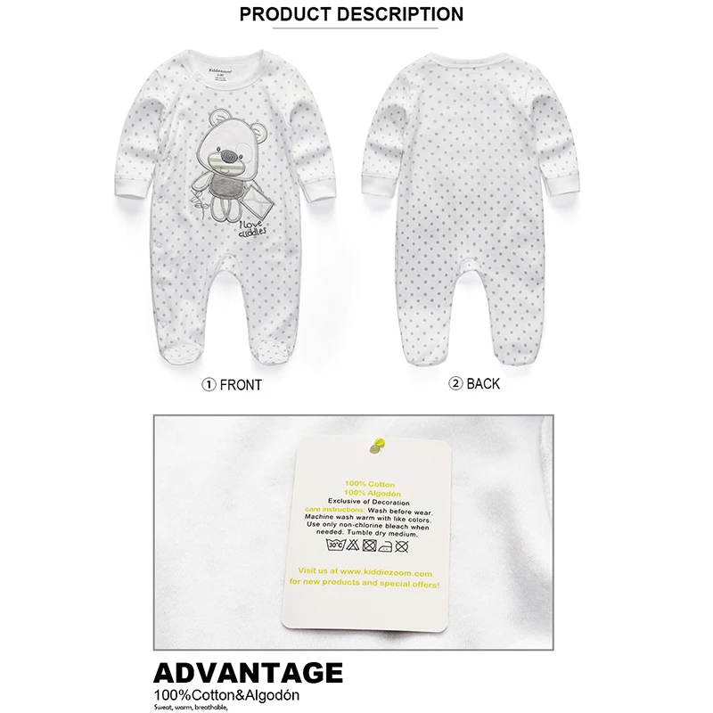 Newborn Pajamas 1/2Pcs Baby Girl Romper Long Sleeve Infant Sleeper Cartoon Print Toddler Boy Clothes 100% Cotton Bebe Onsies