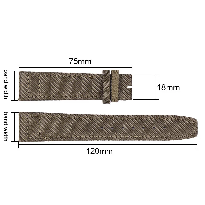 HENGRC Brand Strap Canvas Nylon Watchbands 20mm 21mm 22mm Black Green High Qualiyt Watch Band Bracelet With Pin Buckle