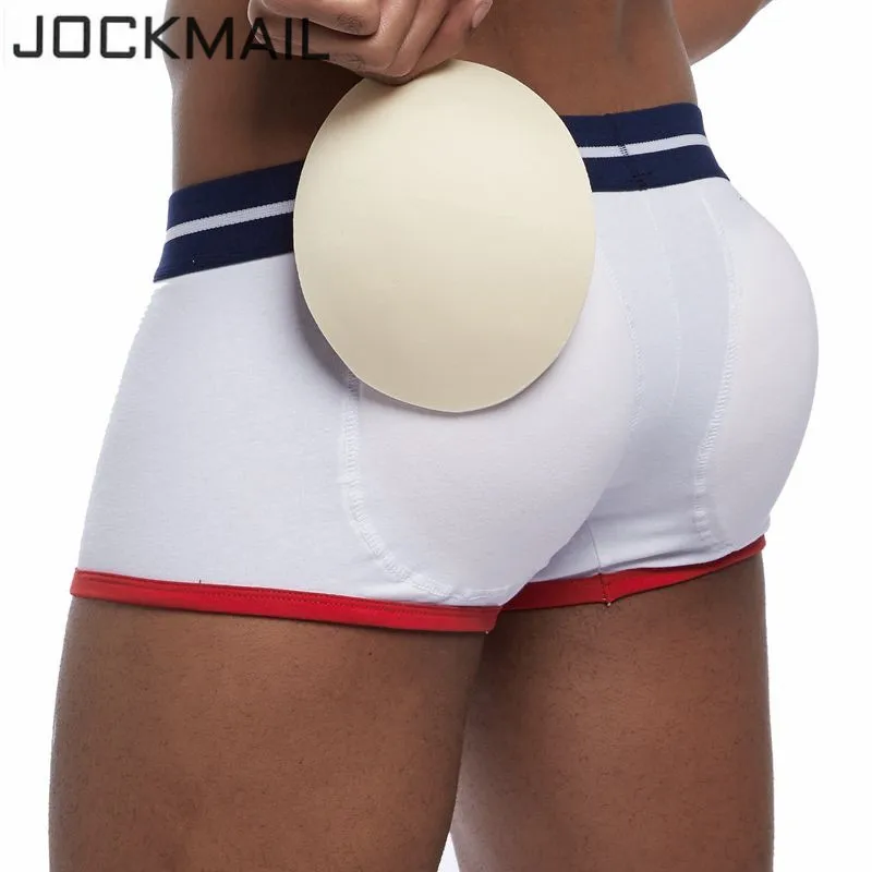 

JOCKMAIL Brand Bulge Enhancing Men Underwear Boxers Magic Buttocks Include Penis Push Up Cup + Hip Buttocks 2 Removable Push Cup