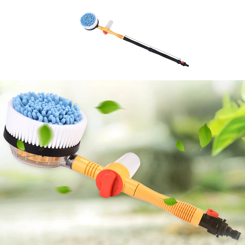 1PCS Automobile Automatic Rotary Wash Water Brush Portable Telescopic Cleaning Long Handle Household Chenille Car New Wash Mop