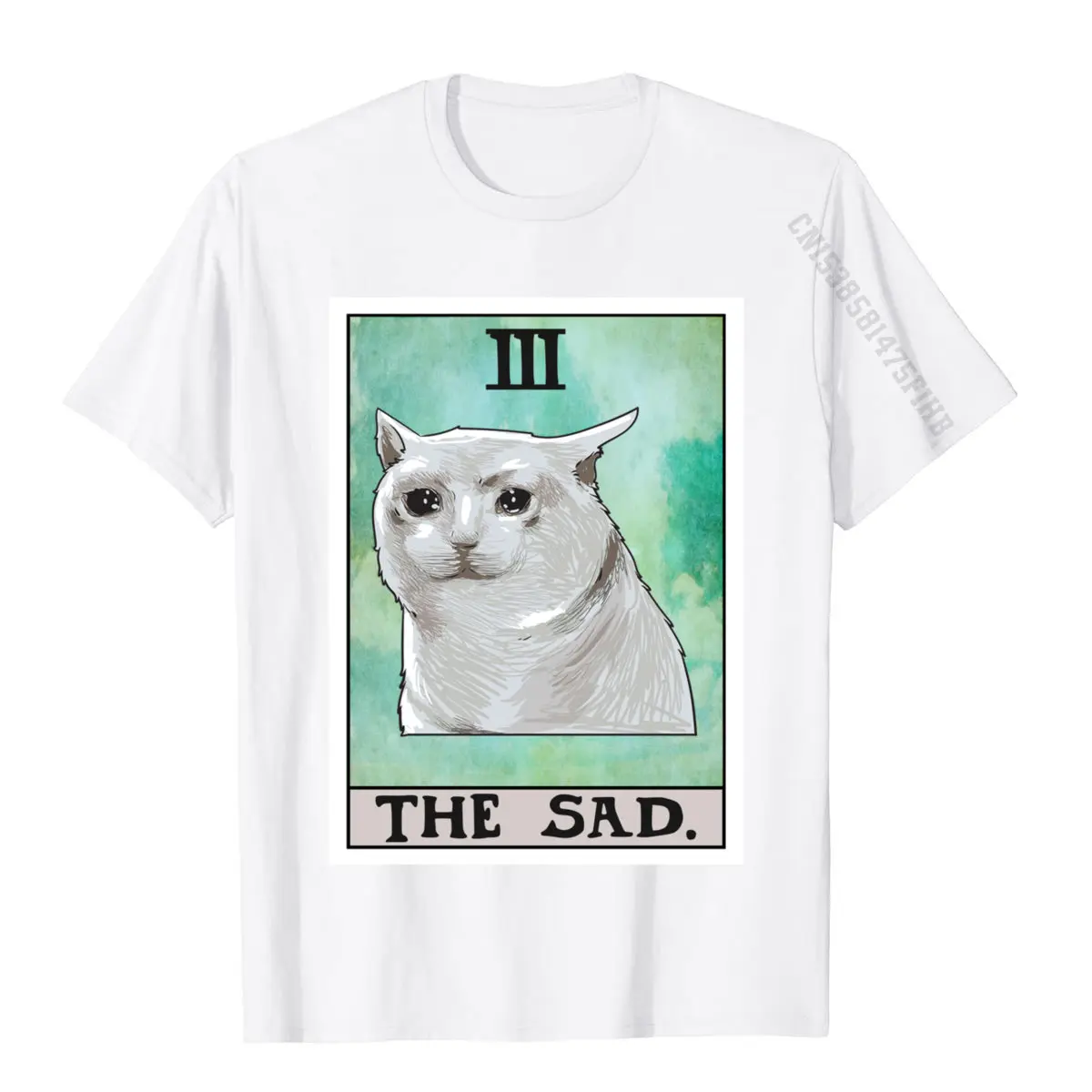 The Sad Cat Tarot Card Funny Meme Cotton Tops & Tees For Men Customized Tshirts Europe Funny