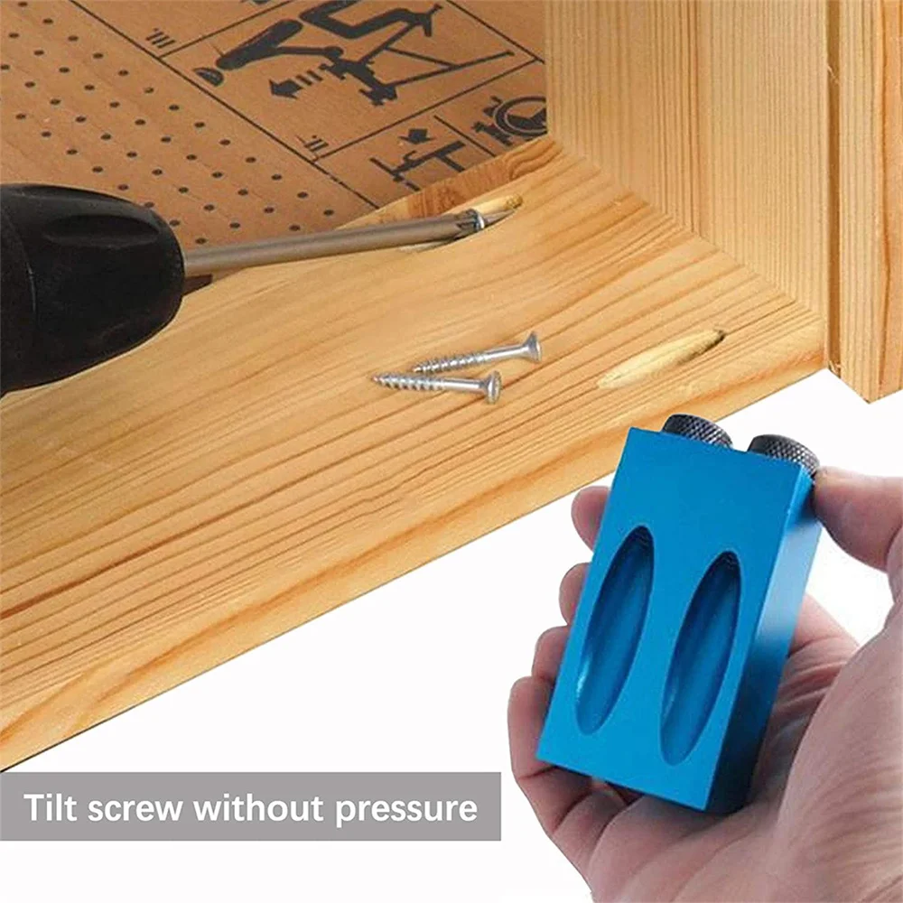 Alat pertukangan DIY, Woodworking miring lubang Locator 15 derajat sudut pemandu bor bit saku lubang Jig Kit Set