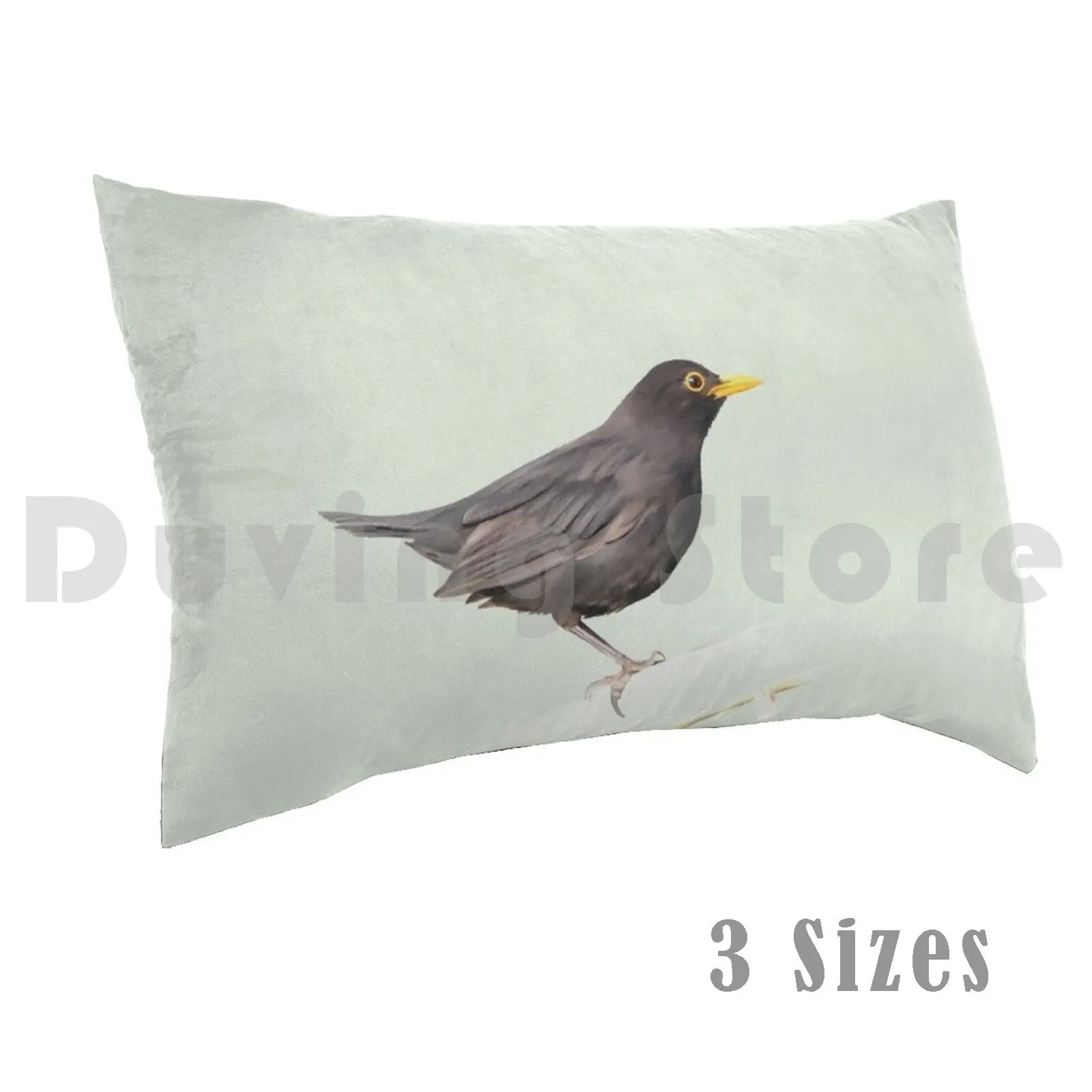 Ms. Blackbird Is Brown Pillow Case 20*30 Inch Watercolor Animals Nature Blackbird Turdus Merula Bird Common