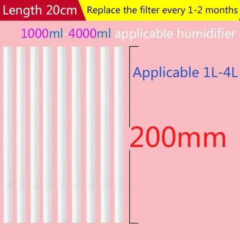 8x200mm/9x200mm/10x200mm는 1L/2L/3000ml 대형 가습기에 적합합니다. 아로마 필터 분무기 교체 면봉 절단 가능