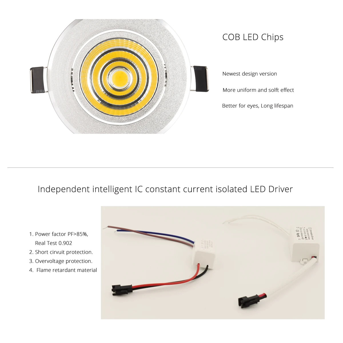 Spot plateado led Mini 3W 5W 7W COB LED Downlight lámpara empotrable regulable mejor para techo hogar Oficina hotel 110V 220V