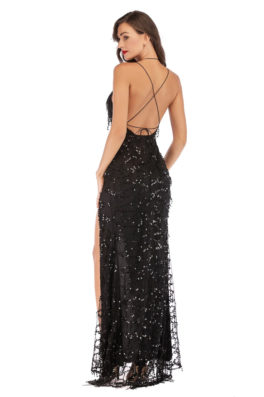 Sexy summer prom maxi Dress women vintage Black Sequin bodycon Long Dresses woman party night club evening dress clothes vestido