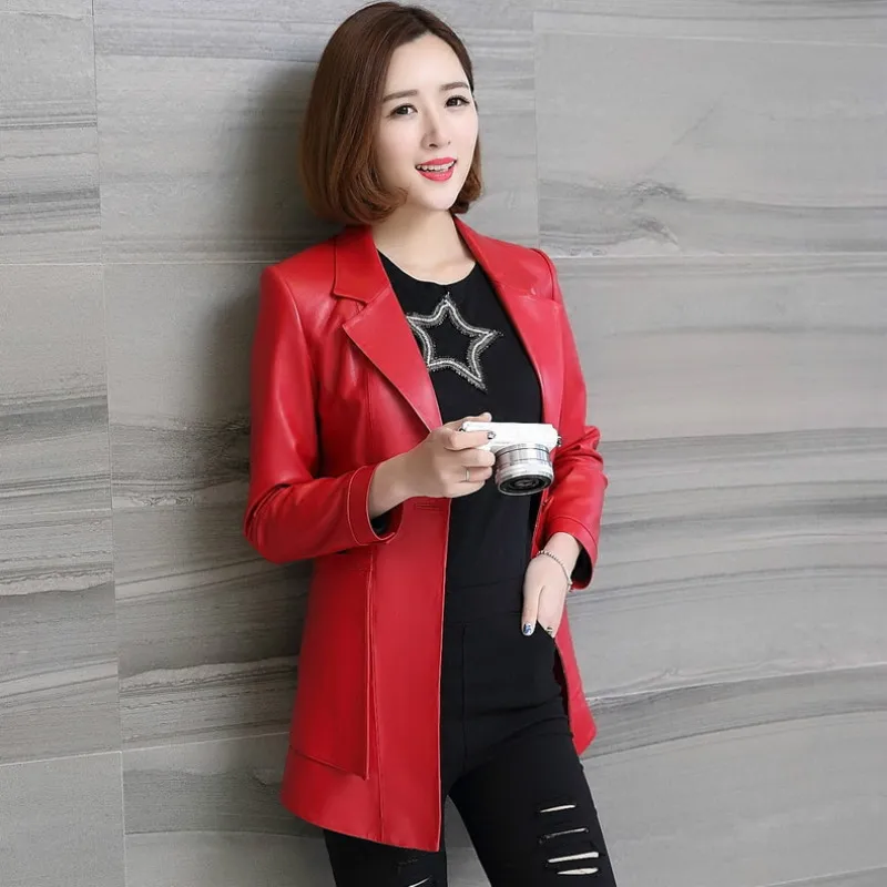 

Genuine Spring Autumn Natural Leather Jacket Women Elegant 100% Real Leather Coat Female Sheepskin Coat Office Ladies Coats 1733