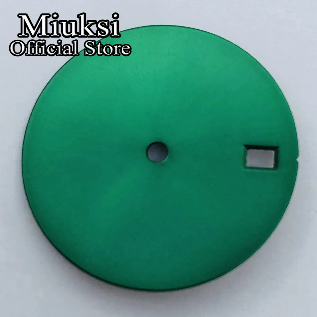 Miuksi 28.5mm black watch dial date window dial fit NH35 NH36 movement