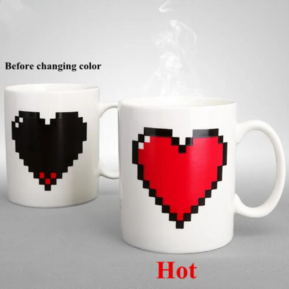 Magic Mug Loving Heart Temperature  Color Changing Mug Heat Sensitive Cup Coffee Tea Milk Mug Valentine's Day Gifts Girl friend