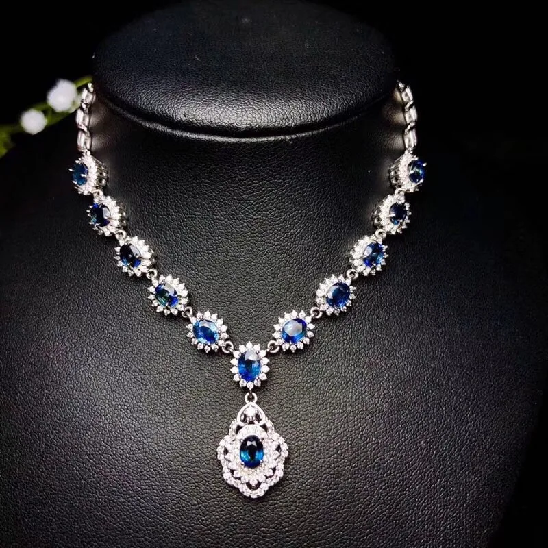 

Natural sapphire necklace, new style, from China mining area, 925 silver, Hong Kong design