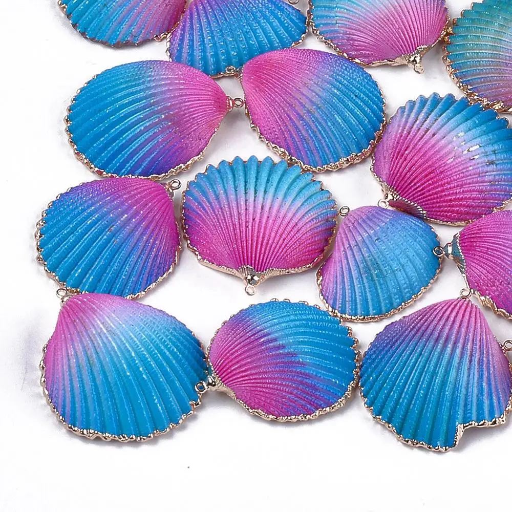 50Pcs Spray Paint & Electroplate Sea Shell Charms Conch Pendants Anklet Bracelet Necklace DIY Jewelry Design Findings