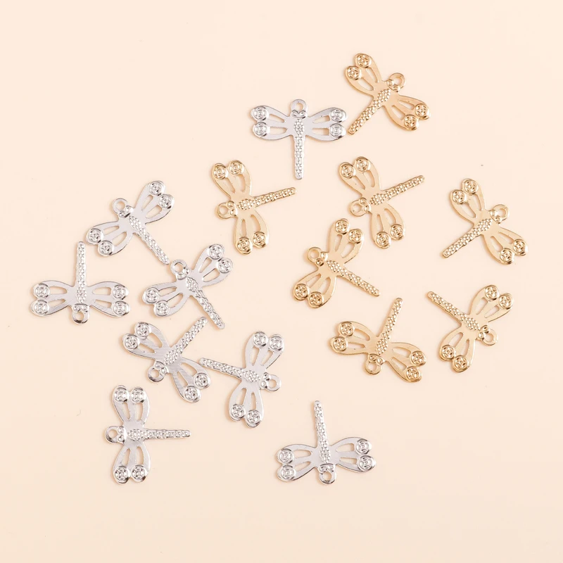 Leslie 100pcs 14X12mm Dragonfly Charms for Jewelry Making and Crafting Metal Sheet Earrings Pendants Necklaces DIY Jewelry Gifts