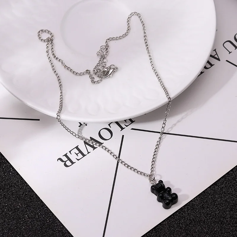 Aihua Candy Farbe Sterne Herzen Gummy Mini Bär Kette Halsketten für Frauen Nette Cartoon Tier Anhänger Schmuck Femme Bijoux Collare – Detail 6