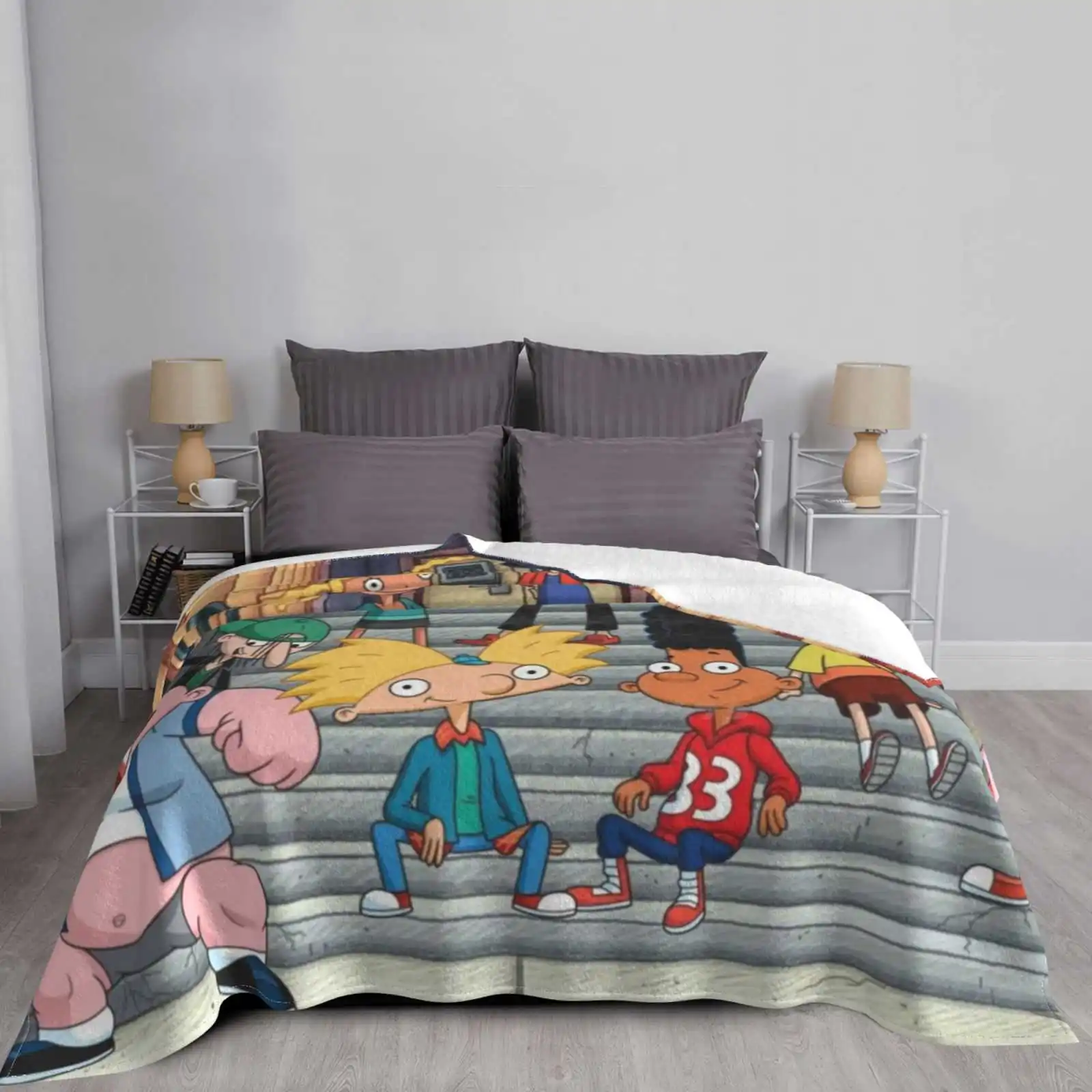 Nuova vendita stampa personalizzata flanella morbida coperta nichel anni \'90 alexander Nick Cartoon Helga Cartoons lenzuolo Hey anni \'90 cartoni