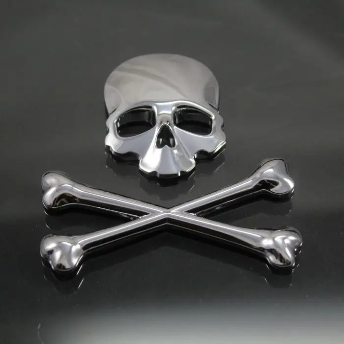 3D Crossbones Skull Demon Metal Logo Emblem Badge Decal Tank Sticker for Harley Honda Kawasaki Suzuki Yamaha DUCATI CUSTOM