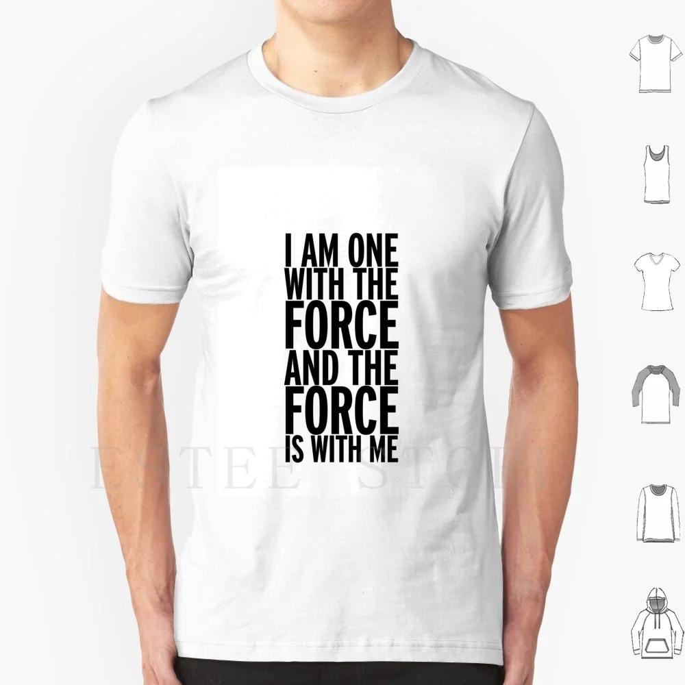 I Am One With The Force ( Black Text ) T Shirt Print Cotton Force Rogue One Hydro Strawberry Cow