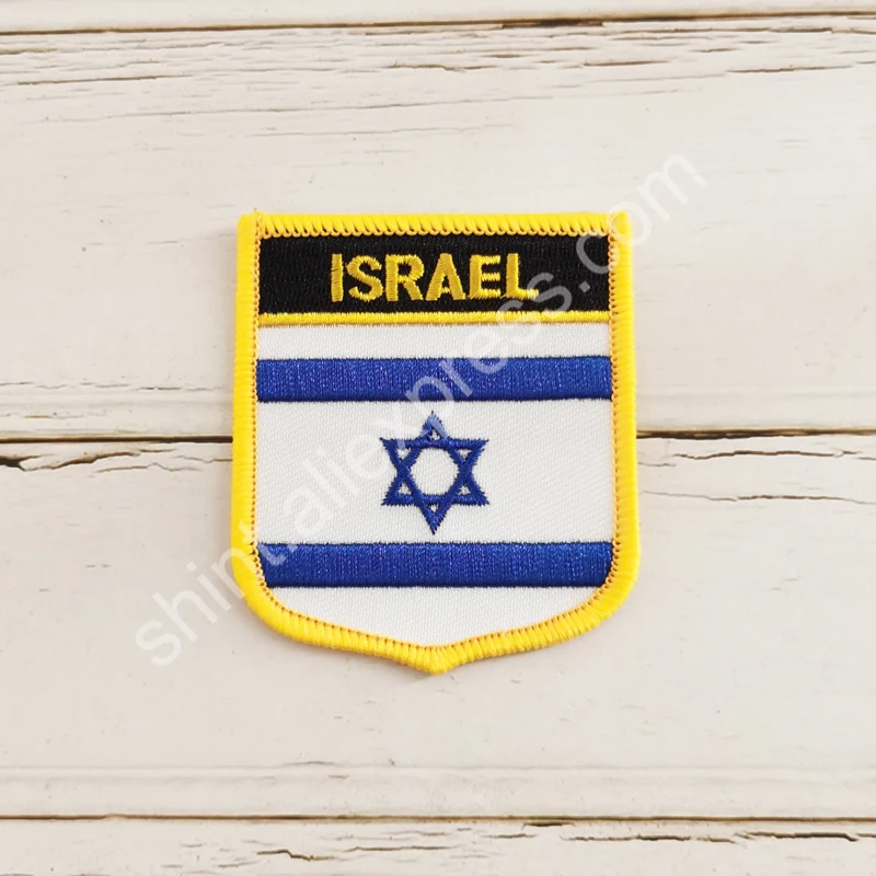 Israel National Flag Embroidery Patches Badge Shield And Square Shape Pin One Set On The Cloth Armband Backpack Decoration Gifts