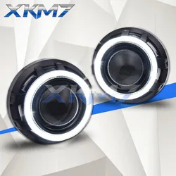 Xkm7-車のヘッドライトレンズ,3.0インチの車のアクセサリー,エンジェルアイ,バイキセノンプロジェクター,h1電球,h4 h7