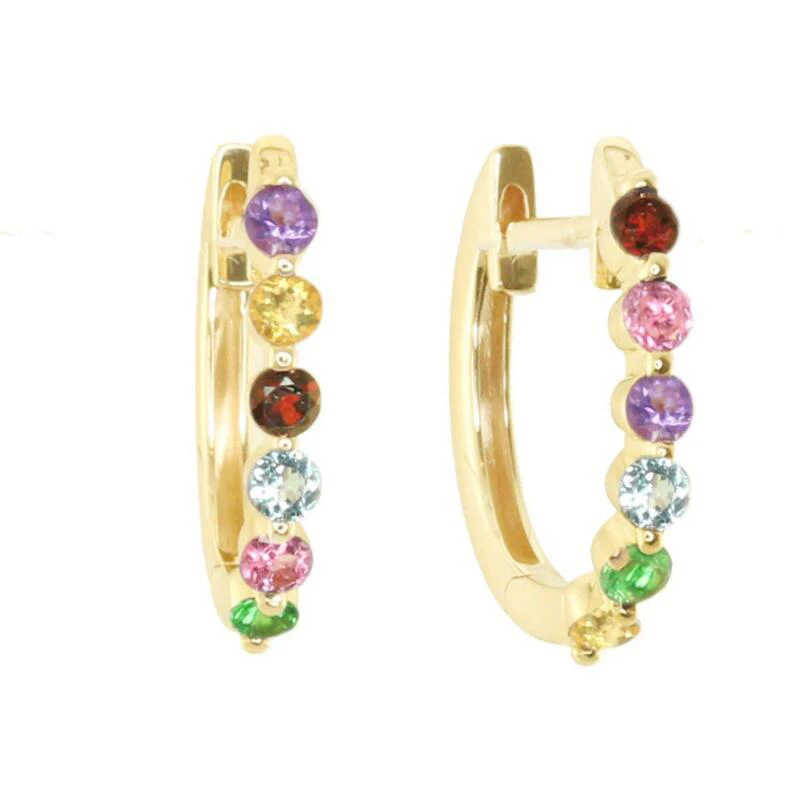 promotion white rainbow cz mini Huggie hoop earring Prong set 5A cubic zirconia minimal multi piercing small earrings