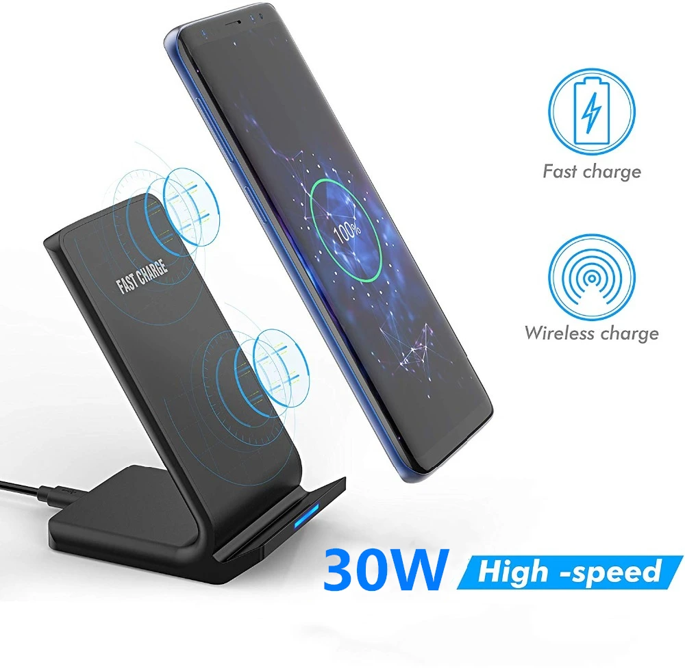 Wireless Charger Stand 30W Fast Charging Dock Station Phone Charger For Samsung S22 S23 S24 iPhone 15 14 13 12 11 Pro Max XS X 8