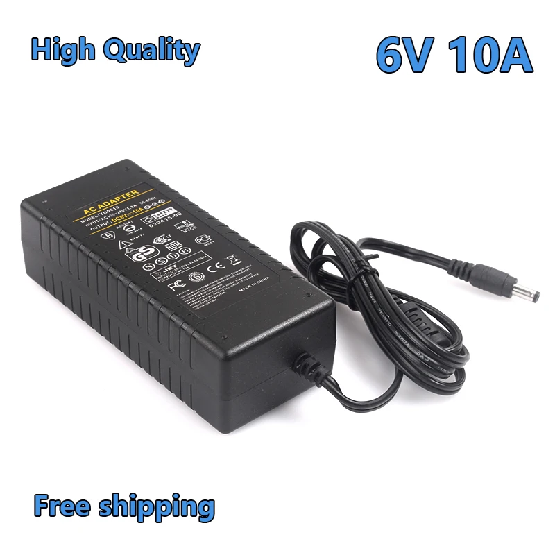 High Quality AC100V-240V to DC 6V 10A Power Adapter Supply dc 6v 10a 5.5*2.5/2.1mm